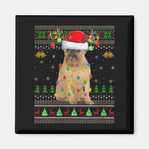 Womens Brussels Griffon Dog Ugly Christmas Sweater Magnet