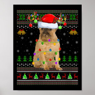 Womens Brussels Griffon Dog Ugly Christmas Sweater Poster