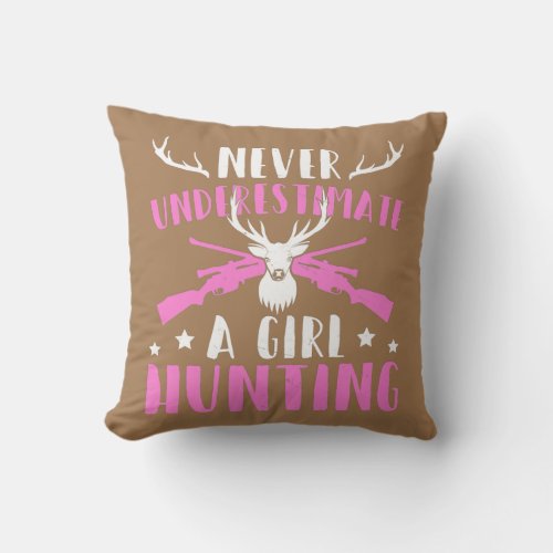 Womens Buck Deer Hunters Funny Never Throw Pillow