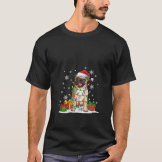 Womens Bulldog Dog Christmas Tree Lights Matching T-Shirt