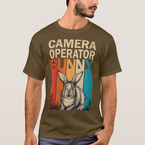 Womens Bunny  Matching Retro Camera Operator Easte T_Shirt