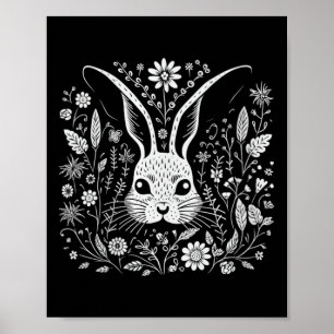 Womens Bunny Rabbit Floral Cottagecore Flowers Eas Poster