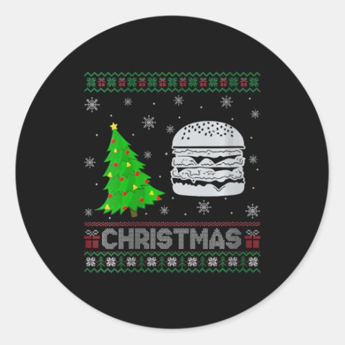 Womens Burger Xmas Tree Lighting Ugly Christmas Sw Classic Round Sticker