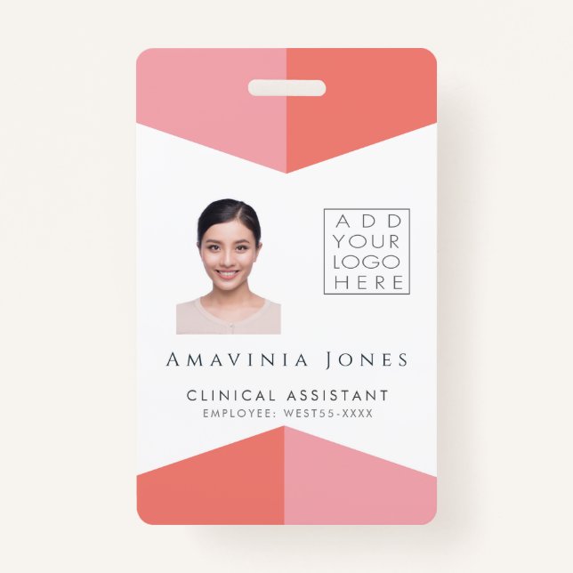 Womens Business Photo ID Identification Plastic Badge (Front)