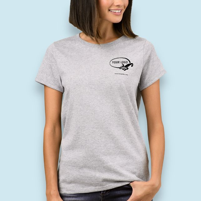 Women's Business T-Shirt with Custom Company Logo (MISOOK Women’s Grey T-Shirt with Logo)