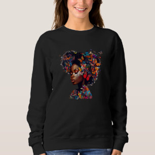 Womens Butterflies Afro Black Women African Americ Sweatshirt