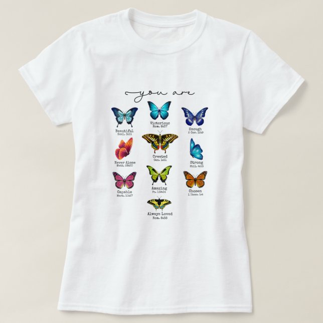 Womens Butterfly Bible Verse You Are Beautiful Pos T-Shirt (Design Front)