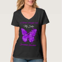 Womens Butterfly I Wear Purple For My Sister Sarco T-Shirt