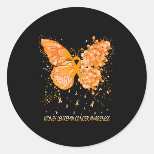 Womens Butterfly Kidney Leukemia Cancer Awareness  Classic Round Sticker