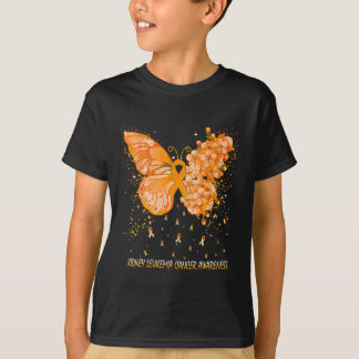 Womens Butterfly Kidney Leukemia Cancer Awareness  T-Shirt