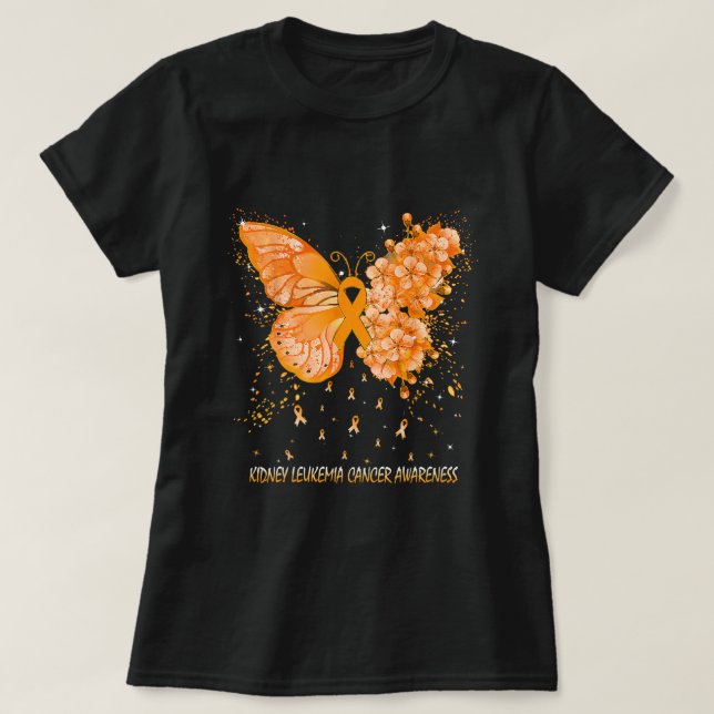 Womens Butterfly Kidney Leukemia Cancer Awareness  T-Shirt (Design Front)