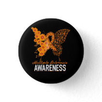 Womens Butterfly Multiple Sclerosis MS Awareness O Button