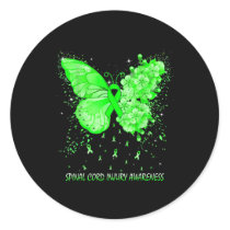 Womens Butterfly Spinal Cord Injury Awareness Ribb Classic Round Sticker