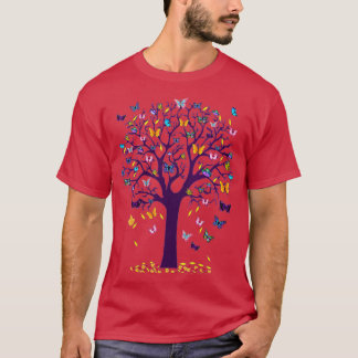 Womens Butterfly Tree Beautiful V-Neck T-Shirt