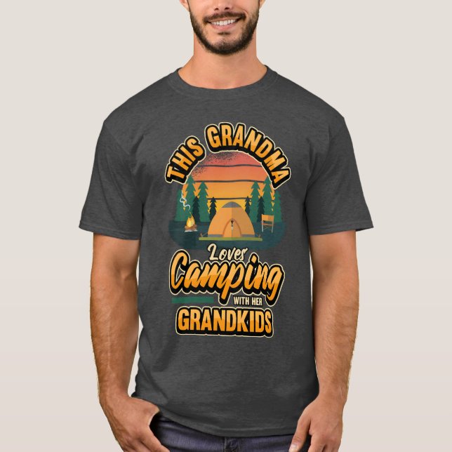 Womens Campinghis Grandma Loves Camping With Her g T-Shirt (Front)