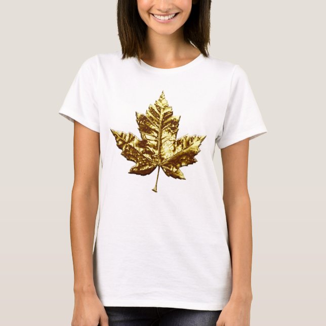 Women's Canada Souvenir T-shirt Gold Maple Leaf (Front)