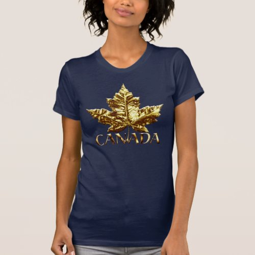 Womens Canada Souvenir T_shirt Gold Maple Leaf
