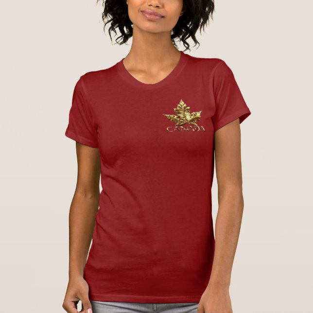 Women's Canada Souvenir T-shirt Gold Maple Leaf (Front)