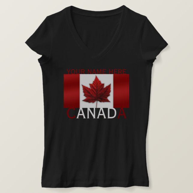 Women's Canada T-shirt Personalized V-Neck Shirt (Design Front)