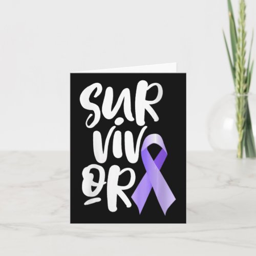 Womens Cancer Survivor Purple Awareness Ribbon War Card