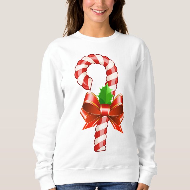 Womens Candy Cane Sweat Shirt (Front)