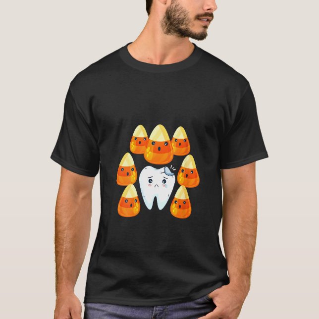 Womens Candy Corn Teeth Cute Halloween T-Shirt (Front)