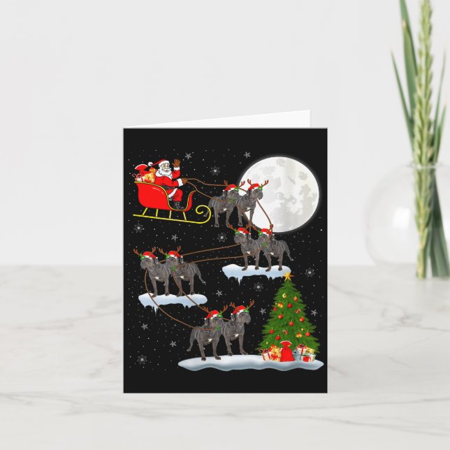 Womens Cane Corso Dog Santa Sleigh Flying Funny Ma Card (Front)