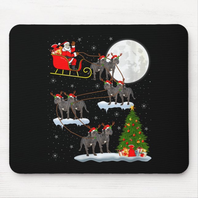 Womens Cane Corso Dog Santa Sleigh Flying Funny Ma Mouse Pad (Front)