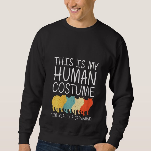 Womens Capybara Halloween Human Costume Mammal Ani Sweatshirt (Front)