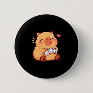 Women's capybara kawaii anime playing video games button