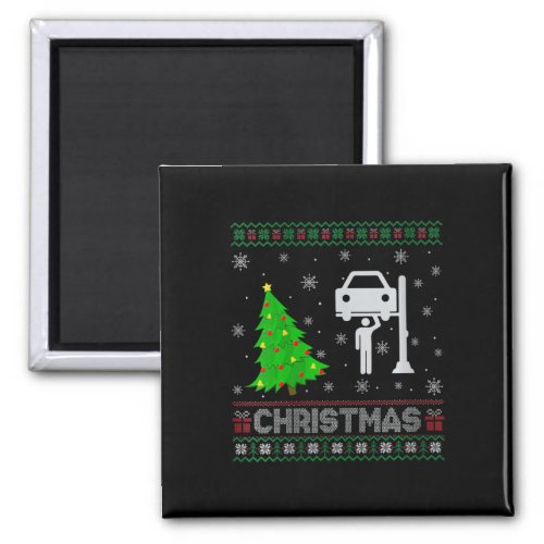 Womens Car Mechanic Xmas Tree Lighting Ugly Christ Magnet