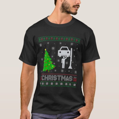 Womens Car Mechanic Xmas Tree Lighting Ugly Christ T_Shirt