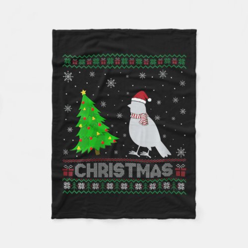 Womens Cardinal Bird Xmas Tree Lighting Ugly Chris Fleece Blanket