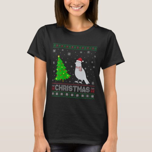 Womens Cardinal Bird Xmas Tree Lighting Ugly Chris T_Shirt