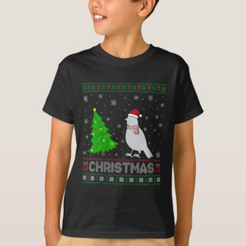 Womens Cardinal Bird Xmas Tree Lighting Ugly Chris T_Shirt