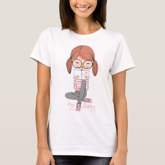 women's cartoon-girl-illustration- T-Shirt (Front)