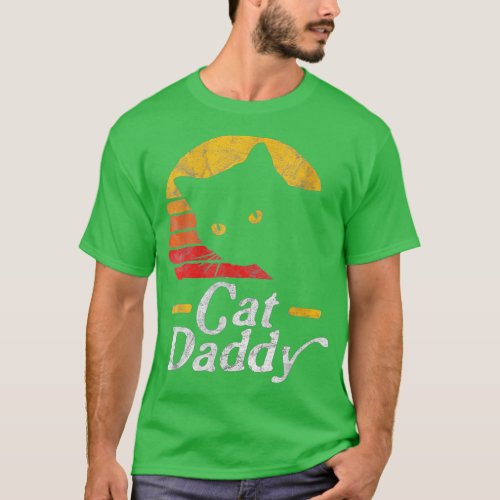 Womens Cat Daddy Retro 70s 80s Style Distressed Vi T_Shirt
