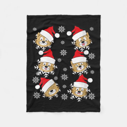 Womens Cat Face Expression Ugly Christmas Sweater  Fleece Blanket