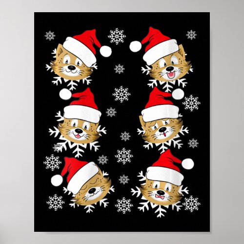 Womens Cat Face Expression Ugly Christmas Sweater  Poster