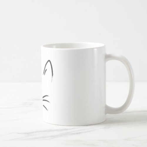 Womens Cat Face Whiskers Print Kitty lover Coffee Mug