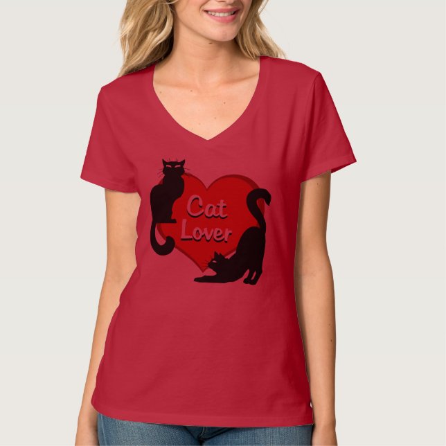 Women's Cat Lover T-Shirt Plus Size Cat Shirt (Front)