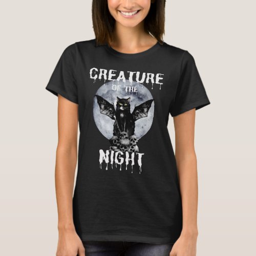 Womens Cat T_shirt Creature of The Night T_Shirt
