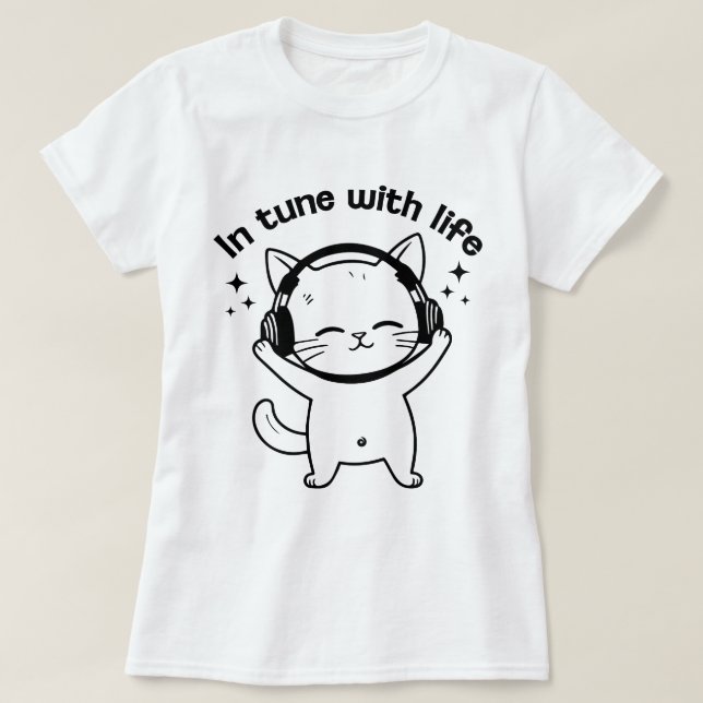 Women's Cat T-Shirt | Minimalist Cute Kitten Tee  (Design Front)