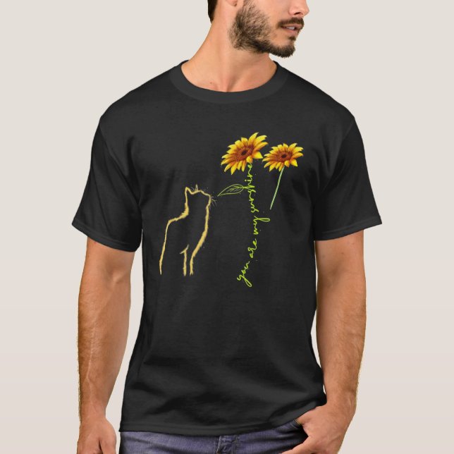 Womens Cat You Are My Sunshine Sunflower Girls T-Shirt (Front)
