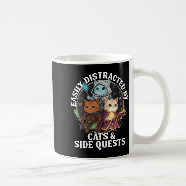 Womens Cats Side Quest Distracted Tabletop Funny S Coffee Mug (Right)