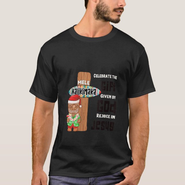 Womens Celebrate Jesus Birth Tiki Cross Mele Kalik T-Shirt (Front)