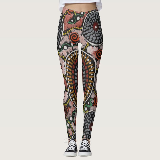 Women's Ceremony and Body Paint by Helen Rubuntja Leggings (Front)