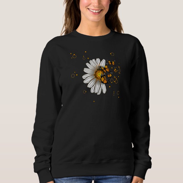 Womens Chamomile flowers butterflies glow wildlife Sweatshirt (Front)
