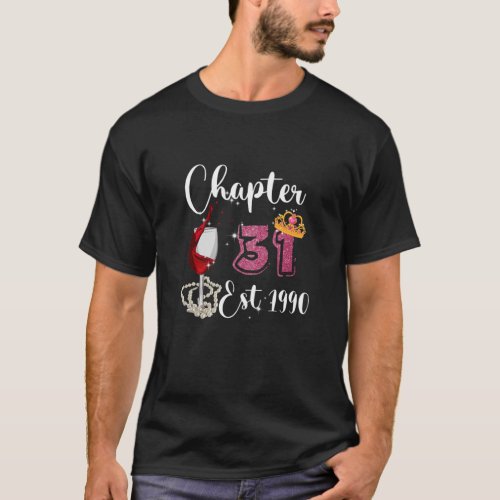 Womens Chapter 31 Year 1990 31St Bday Wine Drinker T_Shirt