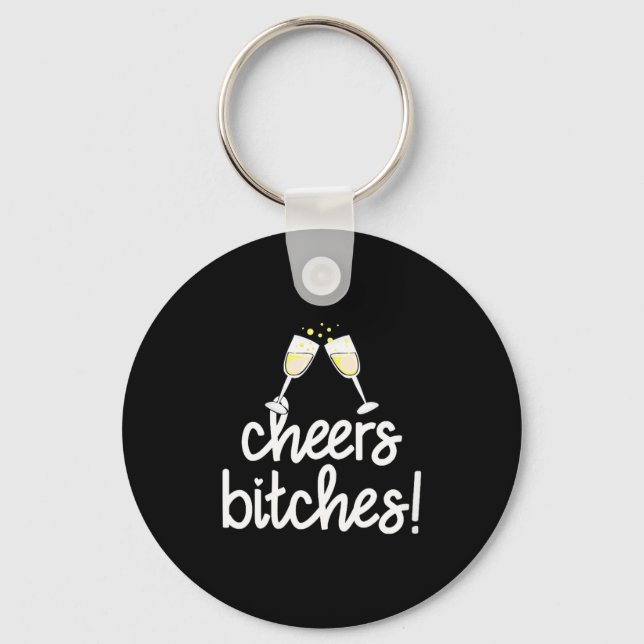 Womens Cheers Es Funny New Year's Eve V-neck  Keychain (Front)